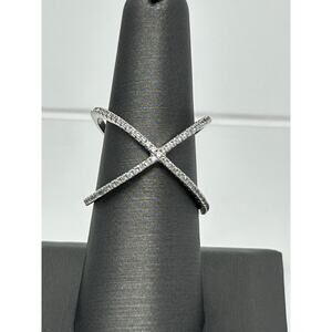 Marked JCM Silver over Brass Ring with CZ Stones